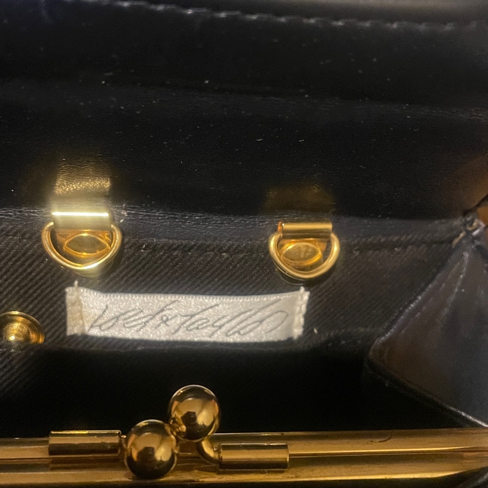 Vintage lord and Taylor navy top handle bag Leather Handbag small and chic - Picture 7 of 9